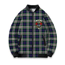ScotsTee Shop Scottish MacLeod of California Crest Tartan Bomber Puffer Jacket