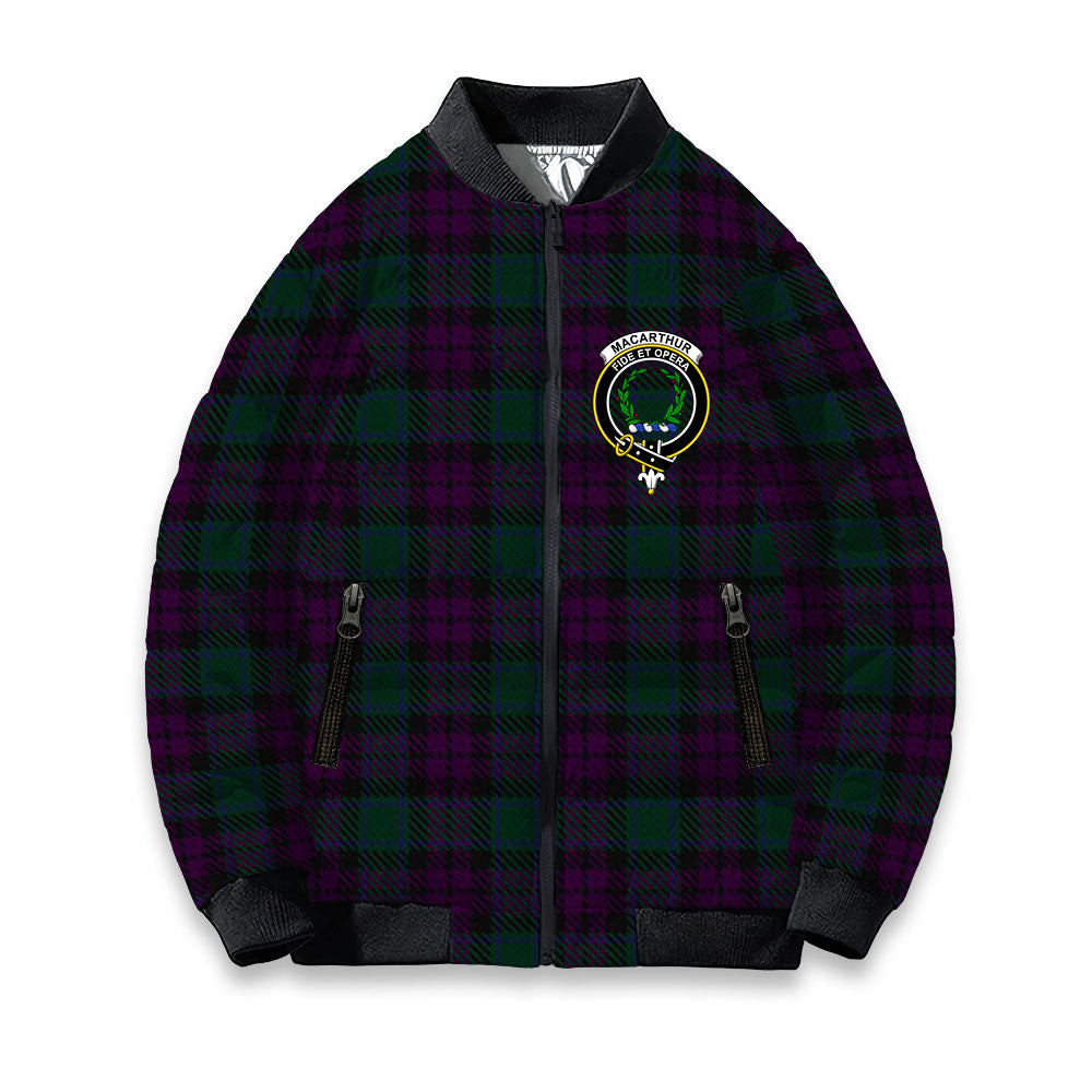 ScotsTee Shop Scottish MacArthur of Milton Hunting Crest Tartan Bomber Puffer Jacket