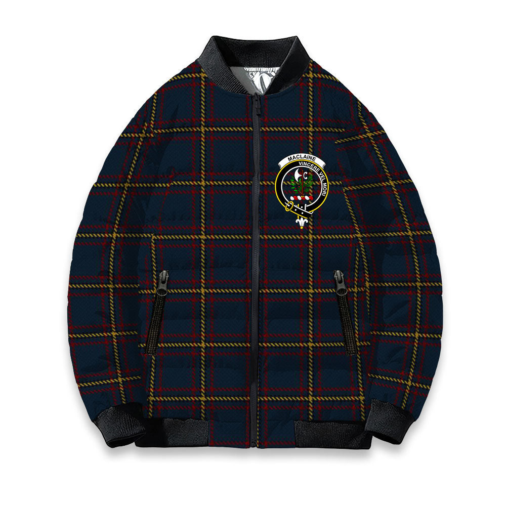 ScotsTee Shop Scottish MacLaine of Lochbuie Hunting Crest Tartan Bomber Puffer Jacket