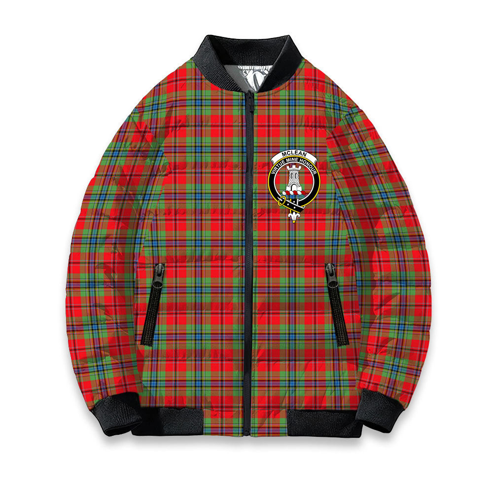 ScotsTee Shop Scottish McLean of Duart Modern Crest Tartan Bomber Puffer Jacket