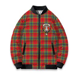 ScotsTee Shop Scottish McLean of Duart Modern Crest Tartan Bomber Puffer Jacket