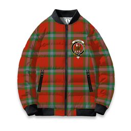 ScotsTee Shop Scottish MacLaine of Loch Buie Ancient Crest Tartan Bomber Puffer Jacket