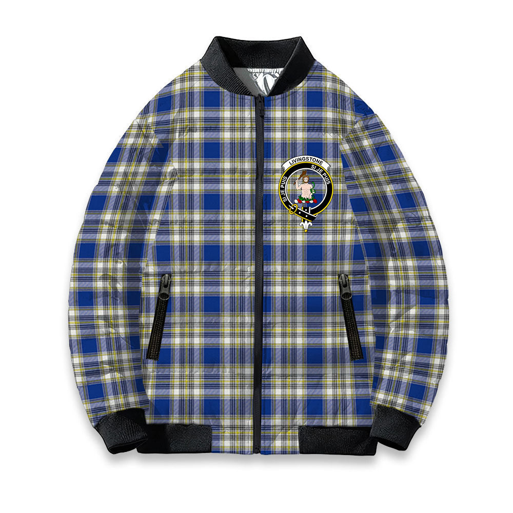 ScotsTee Shop Scottish Livingstone Dress Modern Crest Tartan Bomber Puffer Jacket