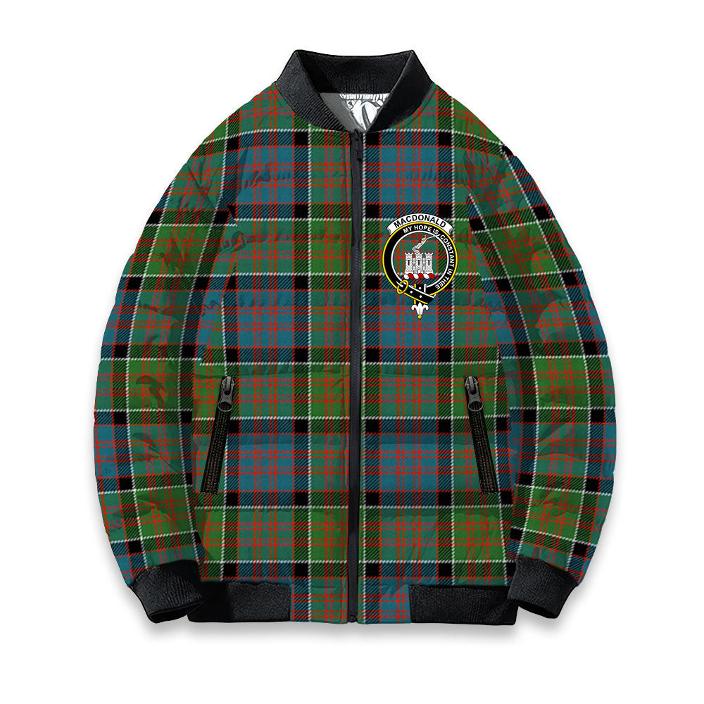 ScotsTee Shop Scottish MacDonald of Clan Ranald Ancient Crest Tartan Bomber Puffer Jacket