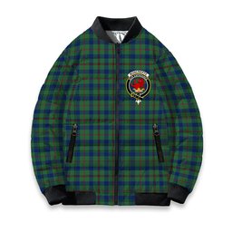 ScotsTee Shop Scottish Moncreiffe of Atholl Modern Crest Tartan Bomber Puffer Jacket