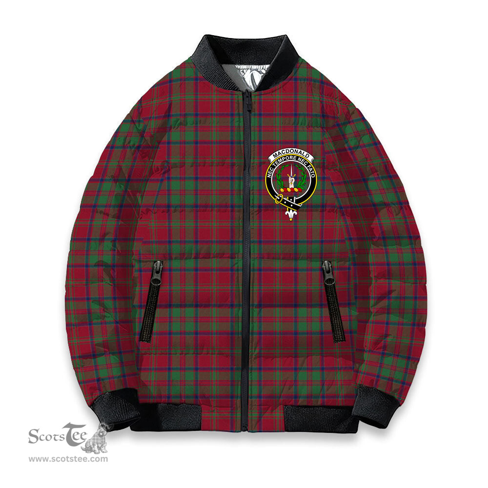 ScotsTee Shop Scottish MacDonald of Glencoe Modern Crest Tartan Bomber Puffer Jacket