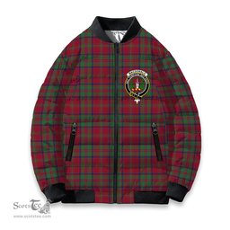 ScotsTee Shop Scottish MacDonald of Glencoe Modern Crest Tartan Bomber Puffer Jacket