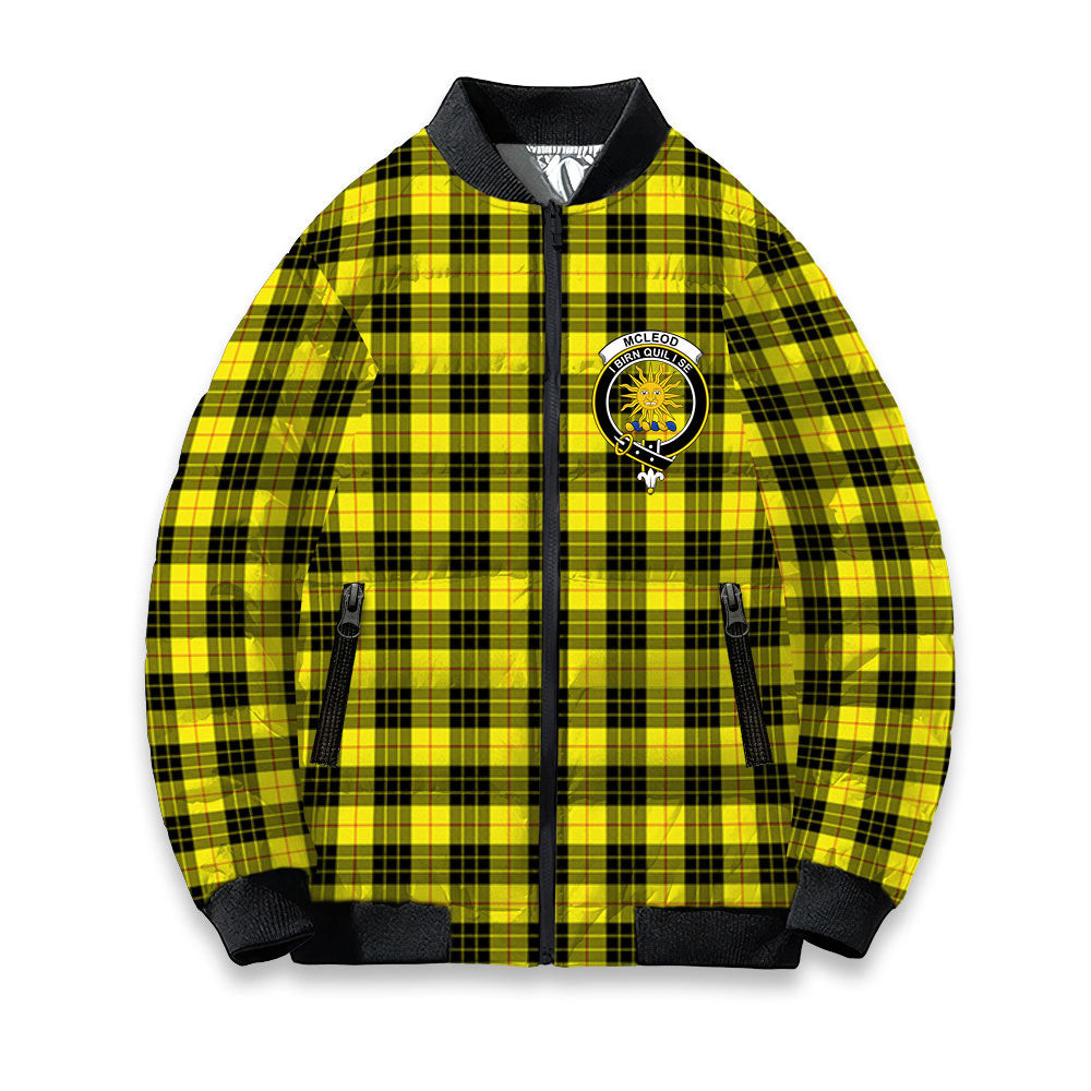 ScotsTee Shop Scottish McLeod of Lewis Modern Crest Tartan Bomber Puffer Jacket