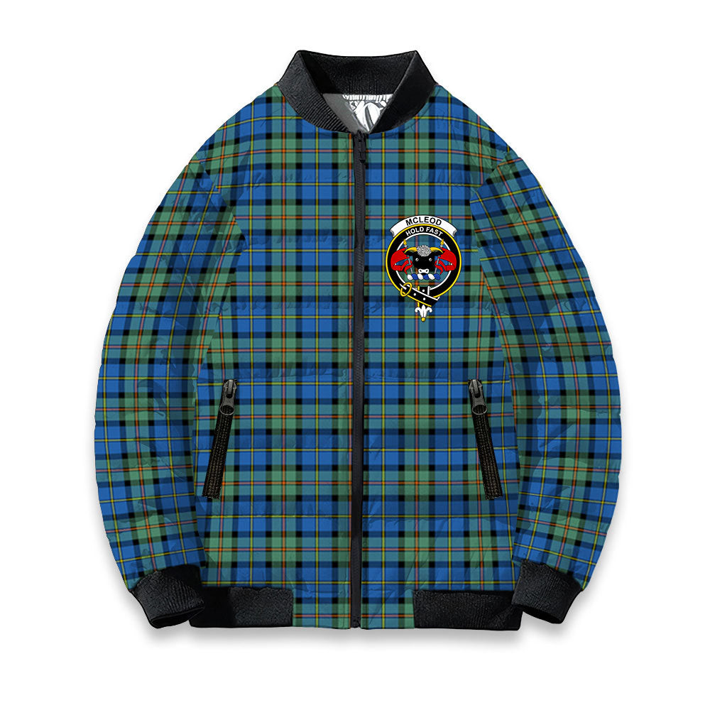 ScotsTee Shop Scottish McLeod of Harris Ancient Crest Tartan Bomber Puffer Jacket