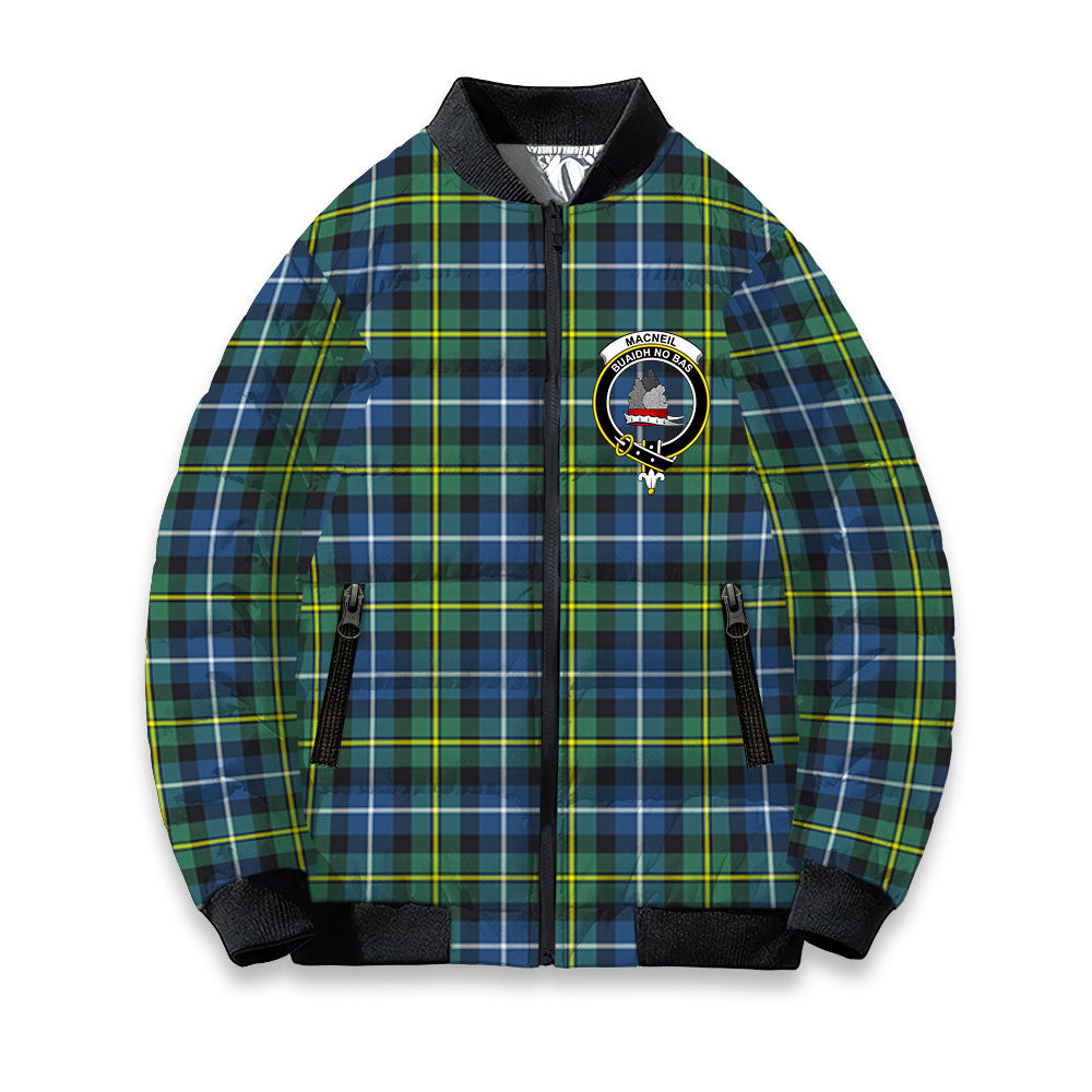 ScotsTee Shop Scottish MacNeill Of Barra Ancient Crest Tartan Bomber Puffer Jacket