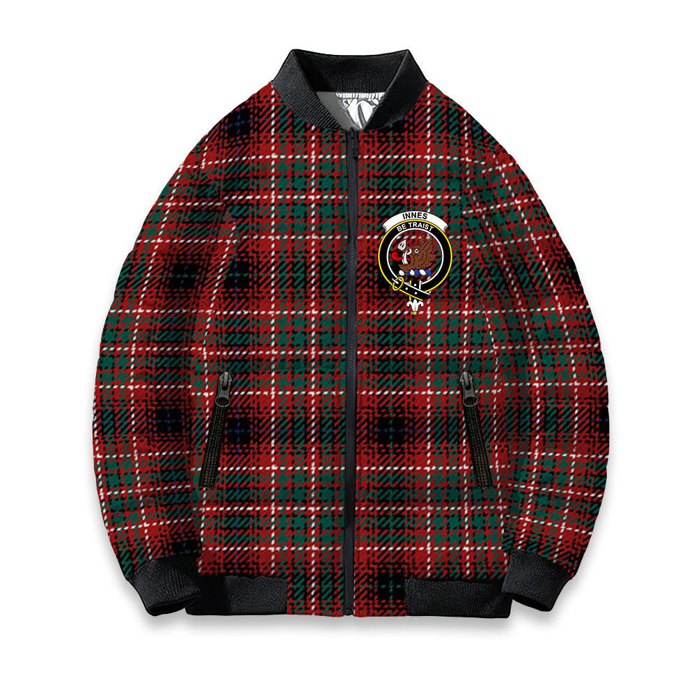 ScotsTee Shop Scottish Innes of Cowie Modern Crest Tartan Bomber Puffer Jacket