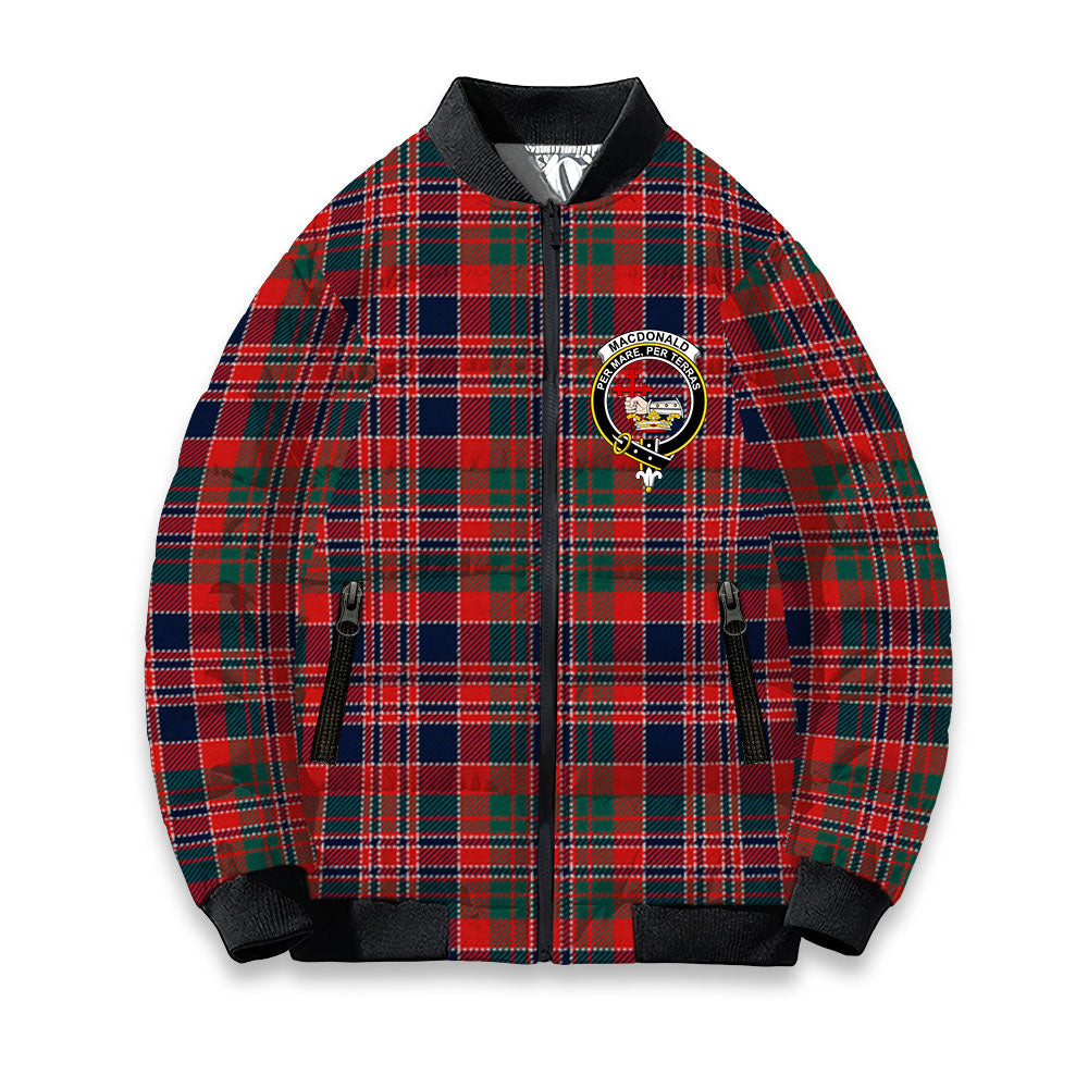 ScotsTee Shop Scottish MacDonald of Boisdale Modern Crest Tartan Bomber Puffer Jacket