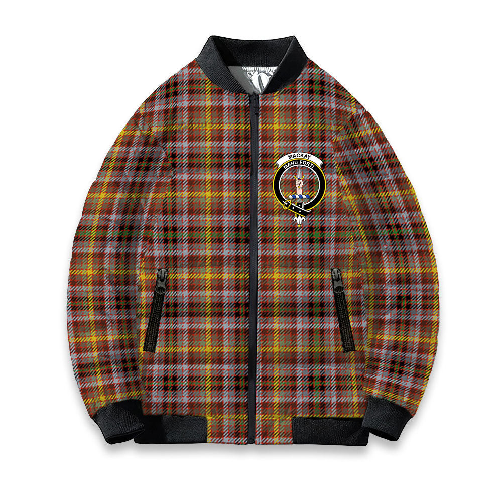 ScotsTee Shop Scottish MacKay of Strathnaver Ancient Crest Tartan Bomber Puffer Jacket