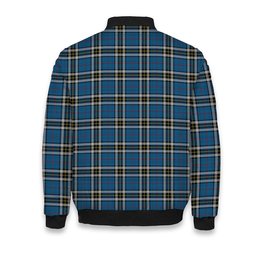 ScotsTee Shop Scottish Thompson Society Dress Blue Crest Tartan Bomber Puffer Jacket