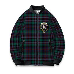 ScotsTee Shop Scottish Hunter of Peebleshire Modern Crest Tartan Bomber Puffer Jacket