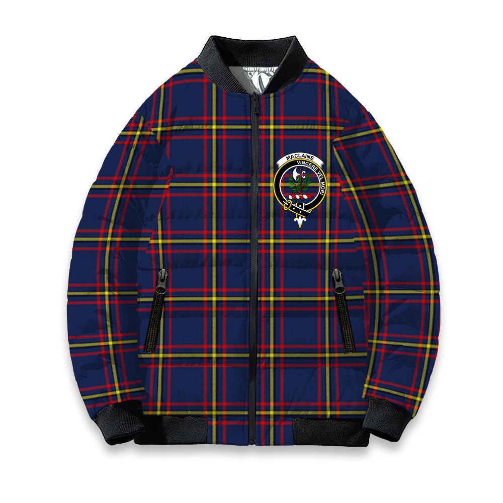 ScotsTee Shop Scottish MacLaine of Lochbuie Hunting Modern Crest Tartan Bomber Puffer Jacket