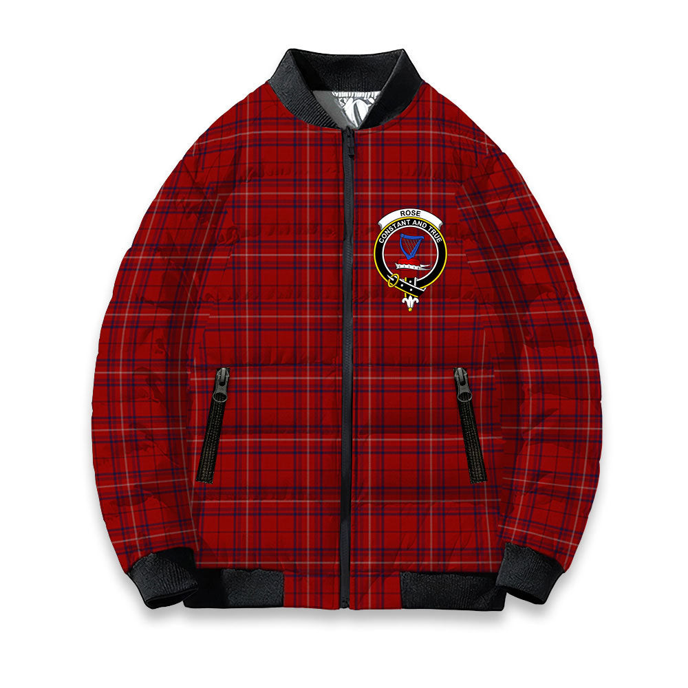 ScotsTee Shop Scottish Rose of Kilravock Crest Tartan Bomber Puffer Jacket