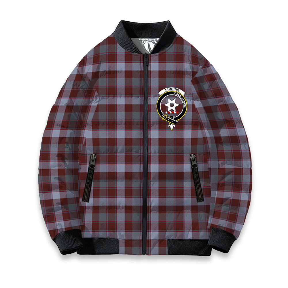 ScotsTee Shop Scottish Jardine of Castlemilk Modern Crest Tartan Bomber Puffer Jacket