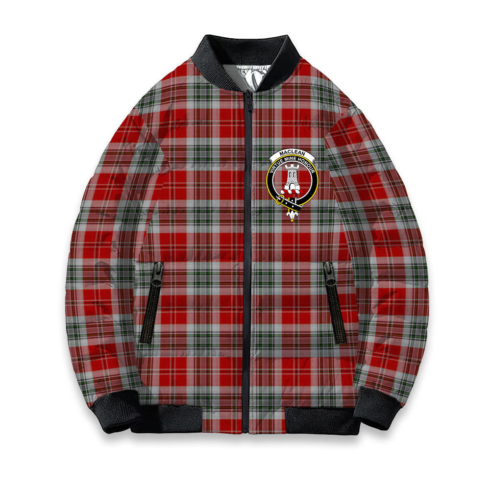 ScotsTee Shop Scottish MacLean of Duart Dress 2 Crest Tartan Bomber Puffer Jacket