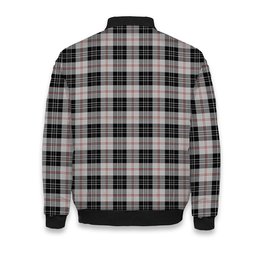 ScotsTee Shop Scottish MacPherson of Cluny Black and White Crest Tartan Bomber Puffer Jacket