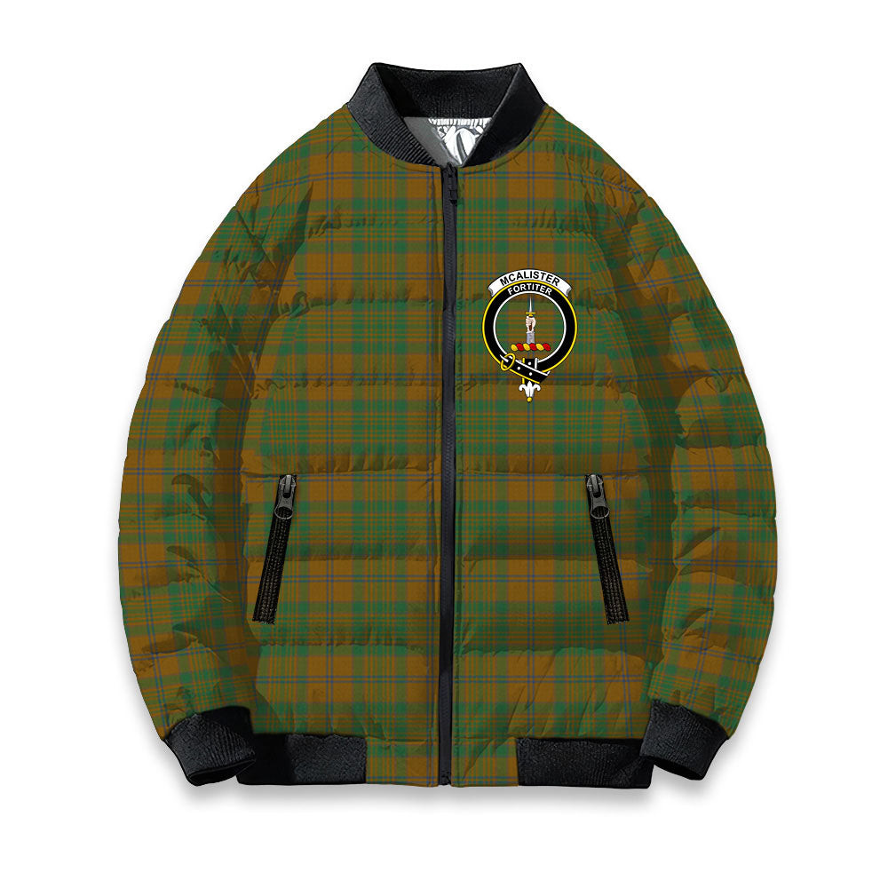 ScotsTee Shop Scottish McAlister of Glenbarr Hunting Modern Crest Tartan Bomber Puffer Jacket