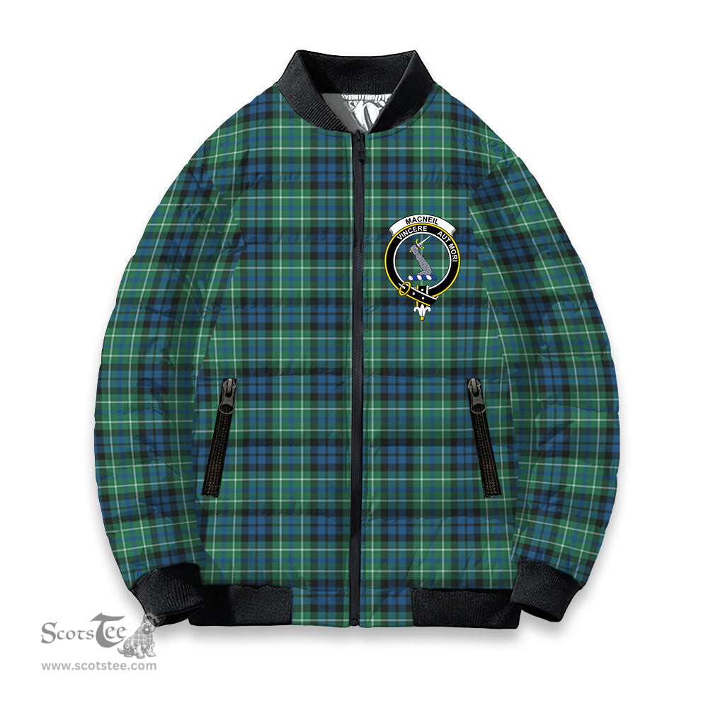 ScotsTee Shop Scottish MacNeill of Colonsay Ancient Crest Tartan Bomber Puffer Jacket