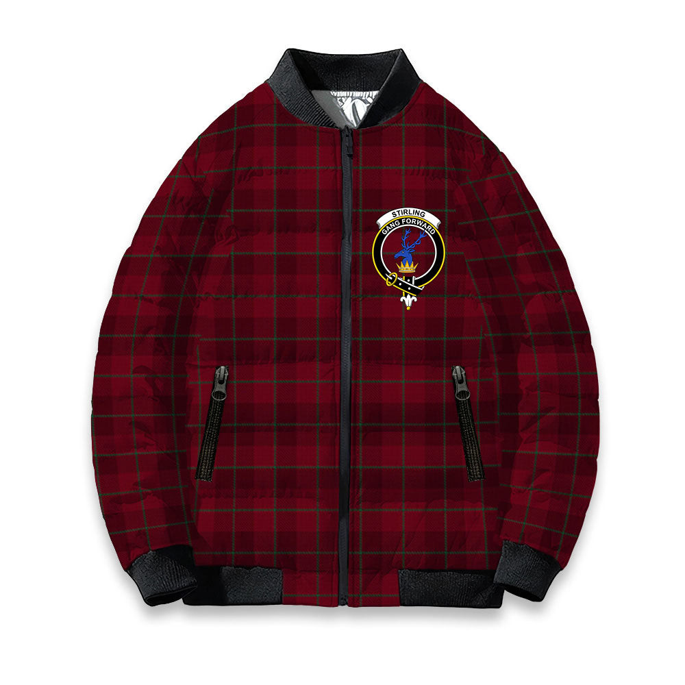 ScotsTee Shop Scottish Stirling of Keir Crest Tartan Bomber Puffer Jacket