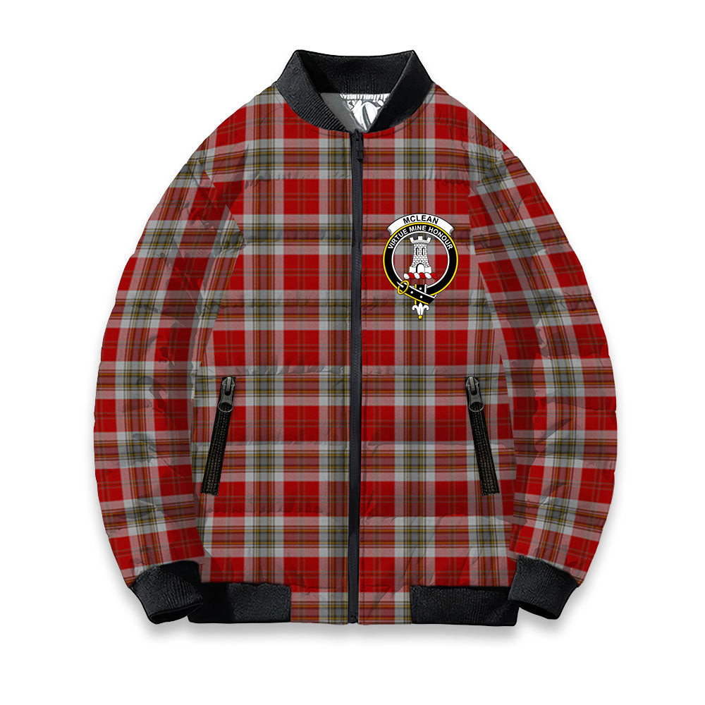 ScotsTee Shop Scottish McLean of Duart Dress Red Crest Tartan Bomber Puffer Jacket