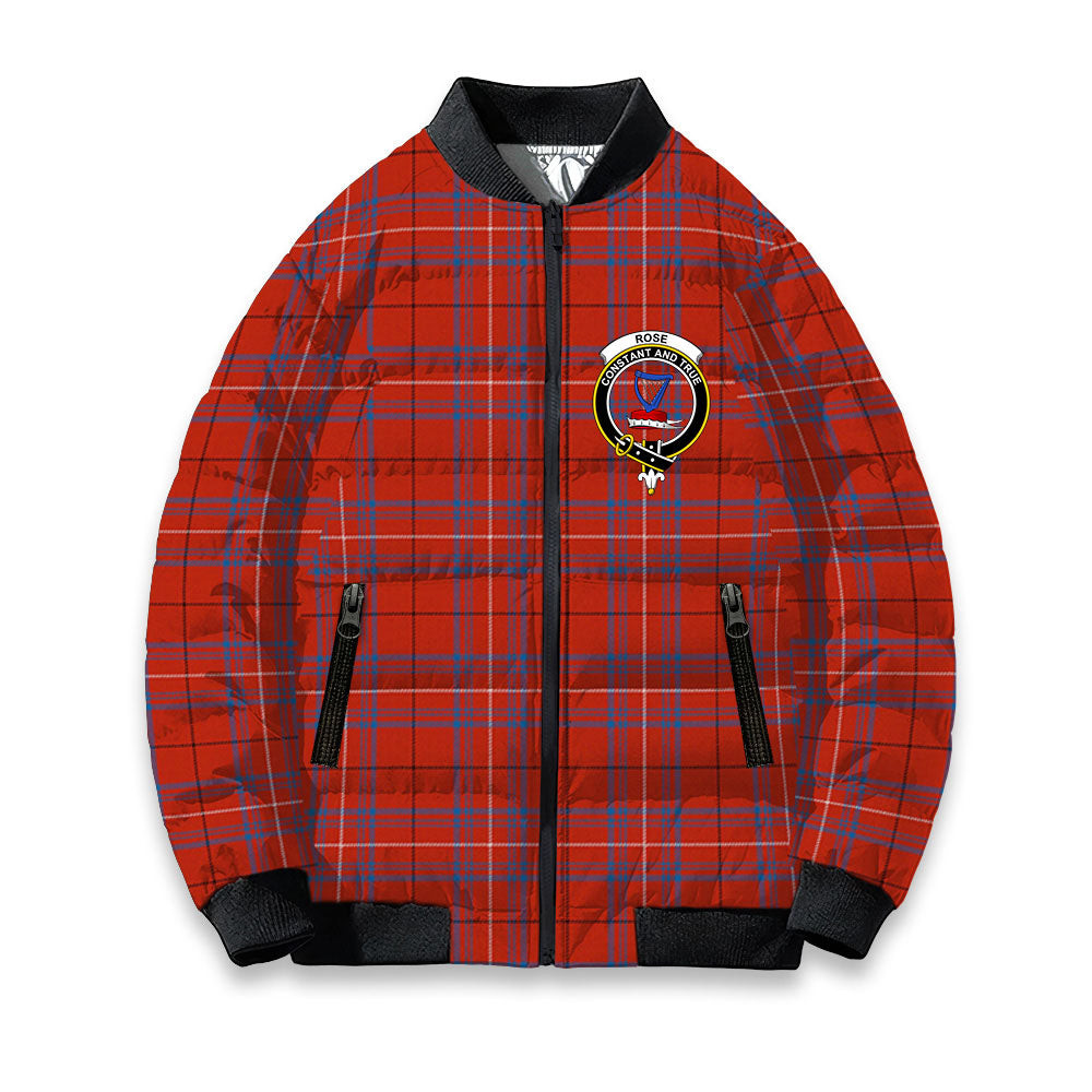 ScotsTee Shop Scottish Rose of Kilravock Ancient Crest Tartan Bomber Puffer Jacket