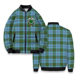 ScotsTee Shop Scottish Irvine of Glentulchan Modern Crest Tartan Bomber Puffer Jacket