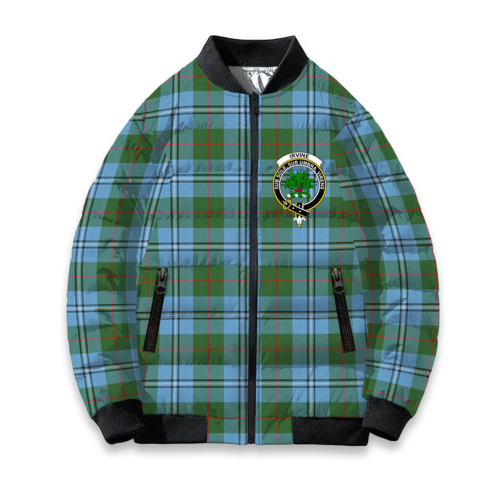 ScotsTee Shop Scottish Irvine of Glentulchan Modern Crest Tartan Bomber Puffer Jacket