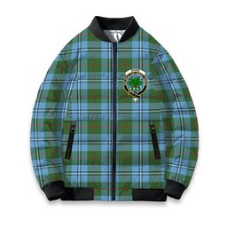 ScotsTee Shop Scottish Irvine of Glentulchan Modern Crest Tartan Bomber Puffer Jacket