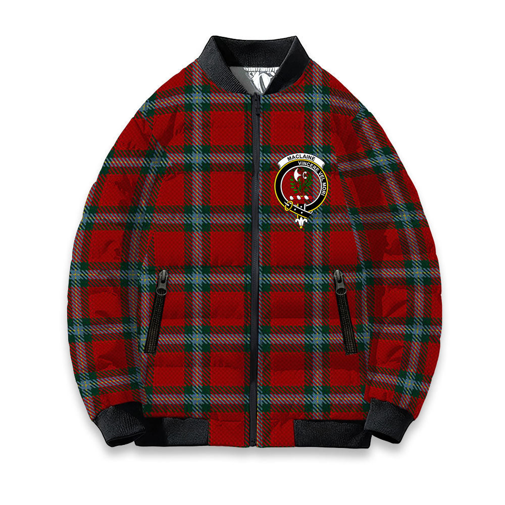ScotsTee Shop Scottish MacLaine of Lochbuie Coburn Crest Tartan Bomber Puffer Jacket
