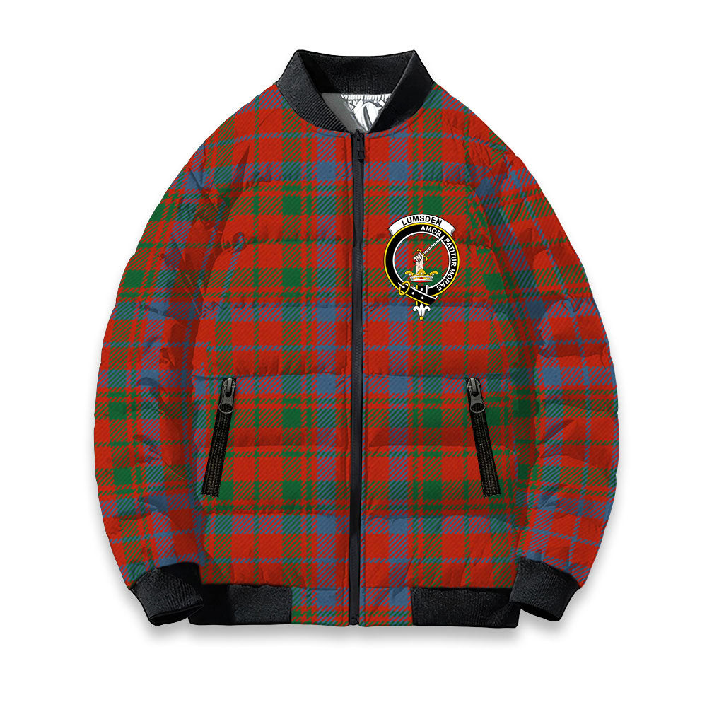 ScotsTee Shop Scottish Lumsden of Kintore Ancient Crest Tartan Bomber Puffer Jacket