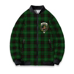 ScotsTee Shop Scottish McAulay of Lewis Crest Tartan Bomber Puffer Jacket