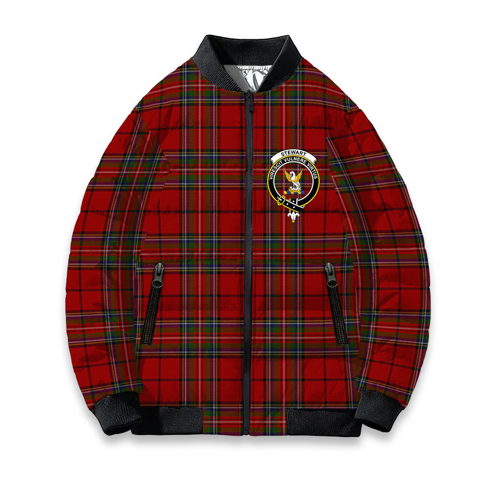 ScotsTee Shop Scottish Stewart of Galloway VS Crest Tartan Bomber Puffer Jacket