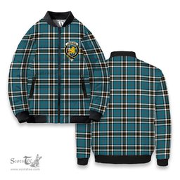 ScotsTee Shop Scottish Thompson Society Dress Blue Ancient Crest Tartan Bomber Puffer Jacket