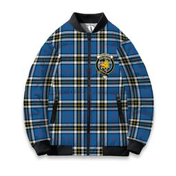 ScotsTee Shop Scottish Thompson Society Dress Blue Modern Crest Tartan Bomber Puffer Jacket