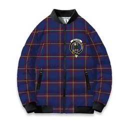 ScotsTee Shop Scottish MacLaine of Lochbuie Crest Tartan Bomber Puffer Jacket