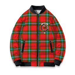 ScotsTee Shop Scottish MacLaine of Loch Buie Crest Tartan Bomber Puffer Jacket