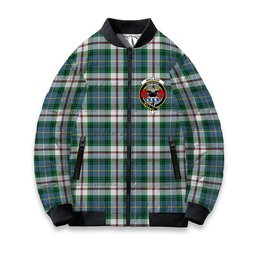 ScotsTee Shop Scottish MacLeod Of Californian Ancient Crest Tartan Bomber Puffer Jacket