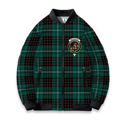 ScotsTee Shop Scottish MacAulay of Lewis Modern Crest Tartan Bomber Puffer Jacket