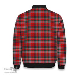 ScotsTee Shop Scottish MacDonald of Lochmaddy Modern Crest Tartan Bomber Puffer Jacket