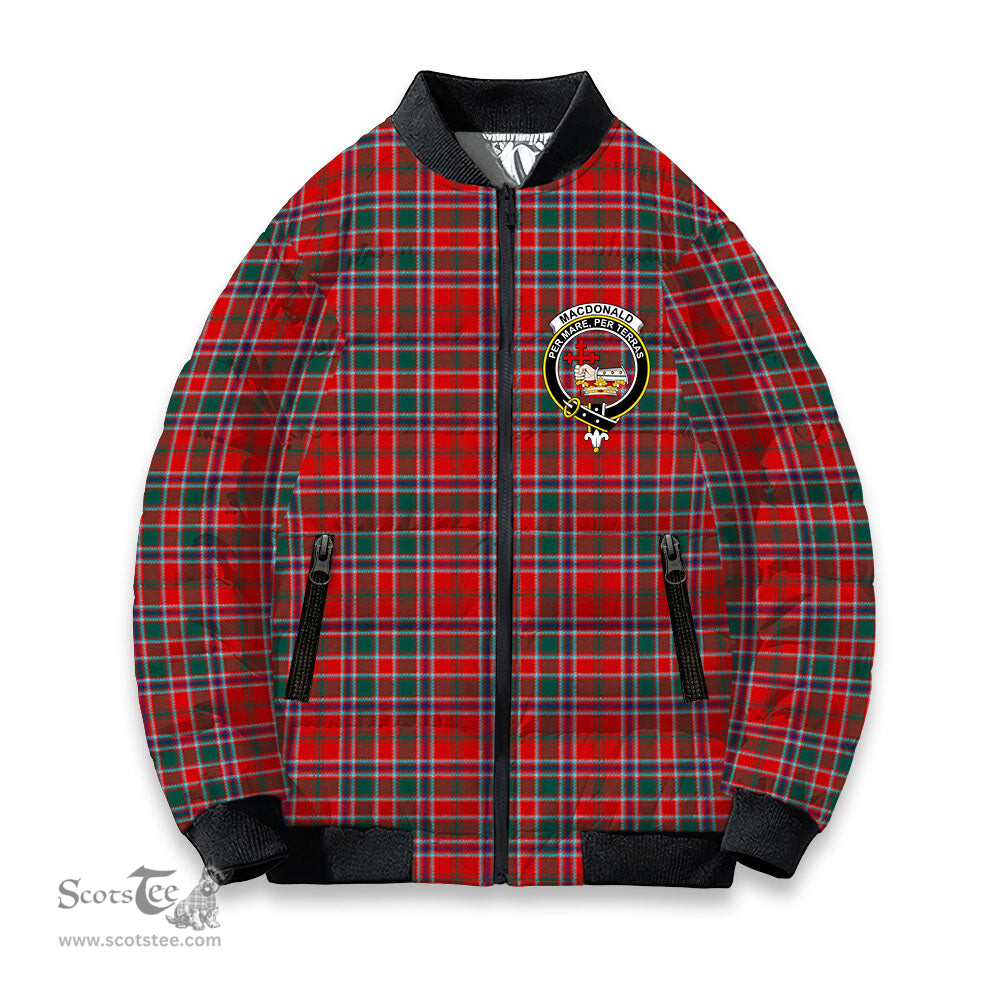 ScotsTee Shop Scottish MacDonald of Lochmaddy Modern Crest Tartan Bomber Puffer Jacket
