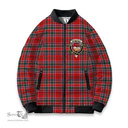 ScotsTee Shop Scottish MacDonald of Lochmaddy Modern Crest Tartan Bomber Puffer Jacket