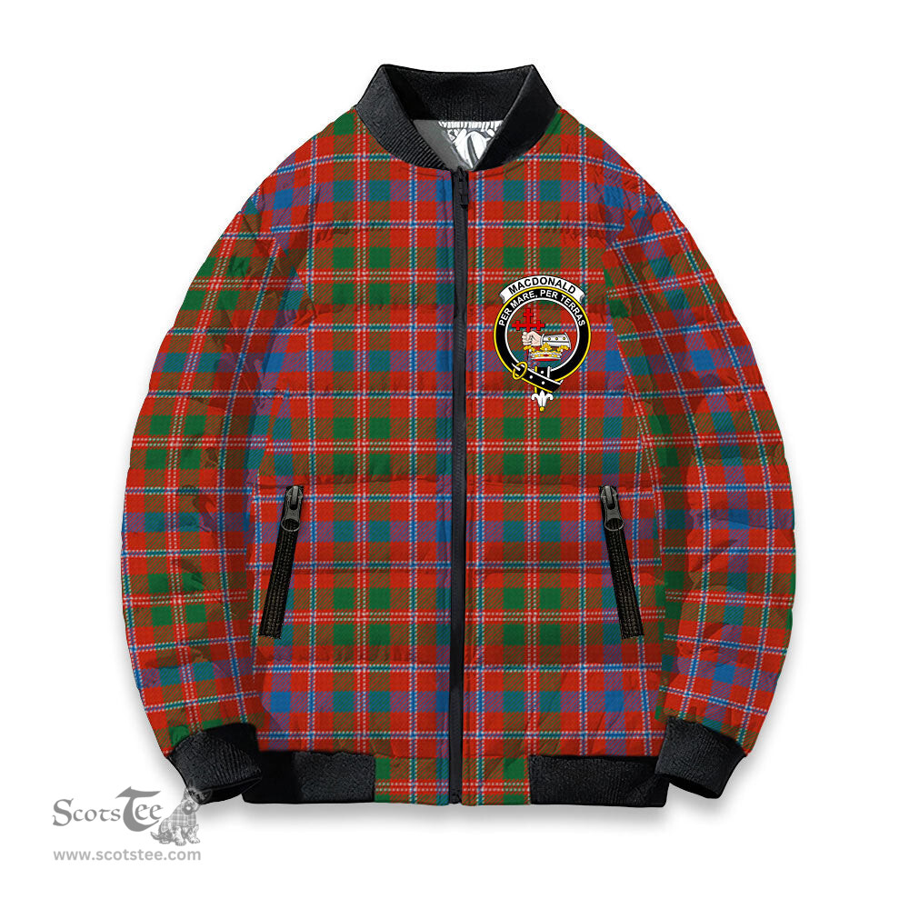 ScotsTee Shop Scottish MacDonald of Glenaladale Ancient Crest Tartan Bomber Puffer Jacket