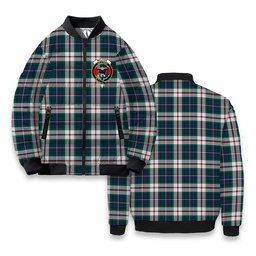 ScotsTee Shop Scottish McLeod Of Californian Modern Crest Tartan Bomber Puffer Jacket