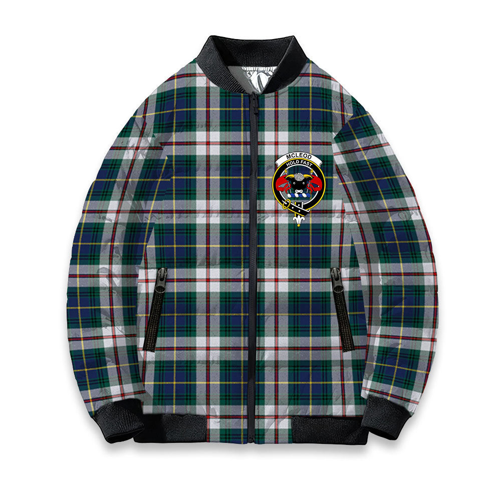 ScotsTee Shop Scottish McLeod Of Californian Modern Crest Tartan Bomber Puffer Jacket