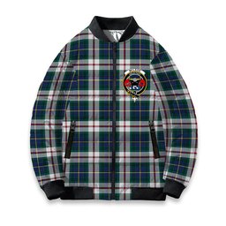 ScotsTee Shop Scottish McLeod Of Californian Modern Crest Tartan Bomber Puffer Jacket