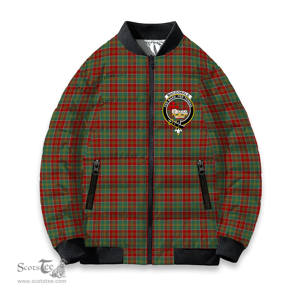 ScotsTee Shop Scottish MacDonald of Kingsburgh Crest Tartan Bomber Puffer Jacket